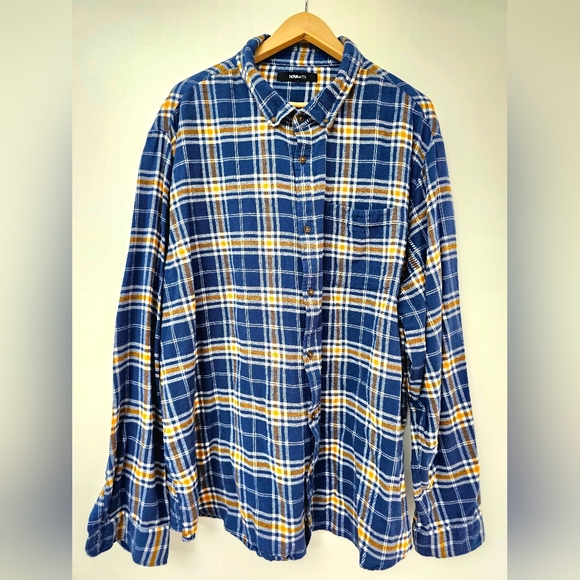 Fashion Nova Blue and Yellow Plaid Casual Button Down Shirt - Picture 1 of 6